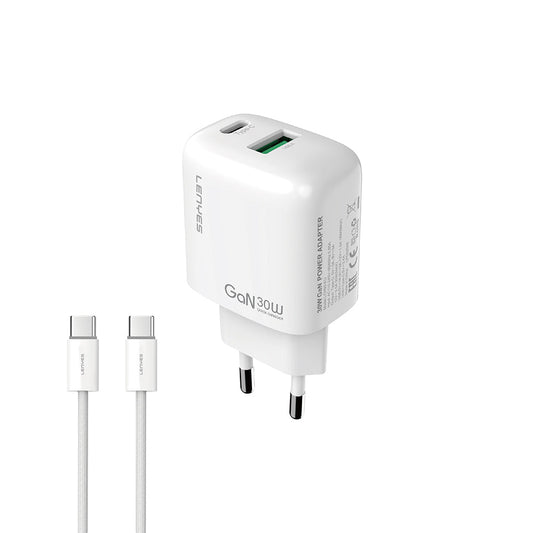 Lenyes LCH93-TC-TC Type-C to Type-C GaN Teknolojili PD ve USB Hızlı Şarj Özellikli Şarj Seti 30W