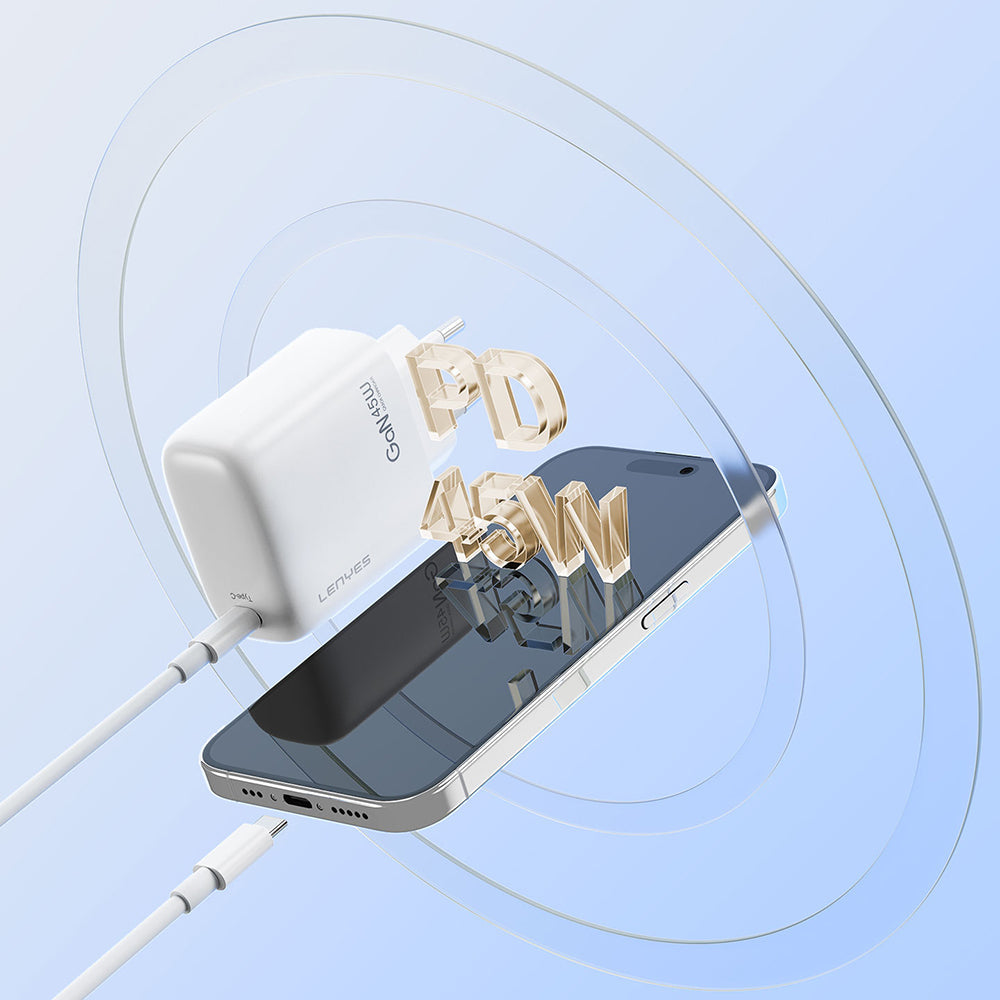 Lenyes LCH93 Type-C ve USB GaN Teknolojili PD Hızlı Şarj Özellikli Şarj Başlığı 30W