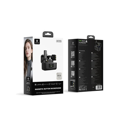 Lenyes LM205 2in1 Type-C Şarj Portlu Yapay Zeka Gürültü Engelleyicili Type-C ve Lightning Bağlantılı Kablosuz Yaka Mikrofonu