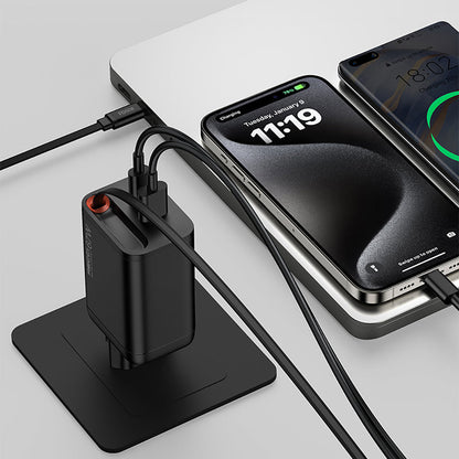 Recci RC103E GaN Teknolojili Hızlı Şarj Başlığı USB-A to Type-C PD 67W Type-C Kablolu Şarj Seti
