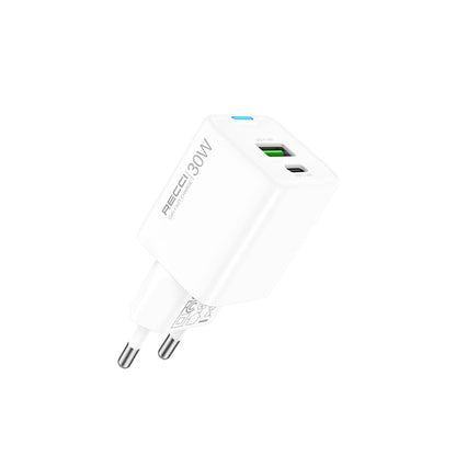 Recci RC107E Type-C PD & USB-A GaN Teknolojili Hızlı Şarj Başlığı 30W