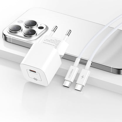 Recci RC77E GaN Teknolojili Hızlı Şarj Başlığı Type-C to Type-C PD 30W Kablolu Şarj Seti