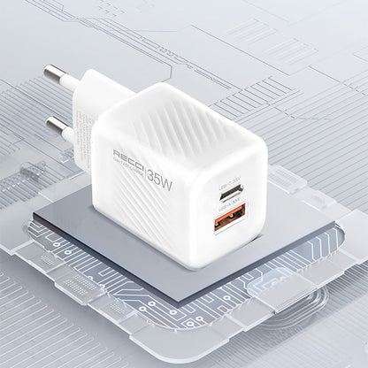 Recci RC83E Type-C PD & USB-A GaN Teknolojili QC3.0 Hızlı Şarj Başlığı 35W