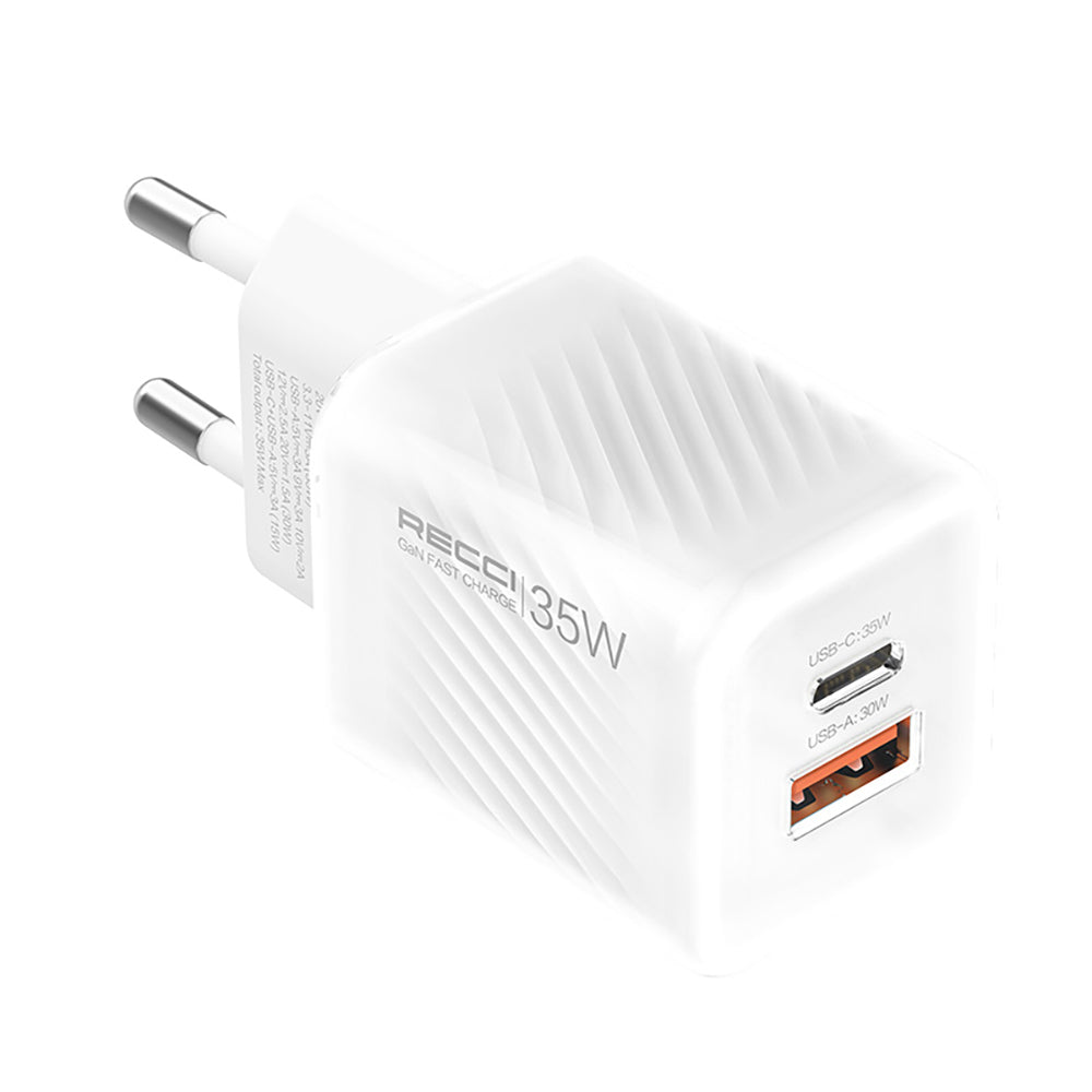 Recci RC83ECC GaN Teknolojili Hızlı Şarj Başlığı USB-A to Type-C PD 35W Kablolu Şarj Seti