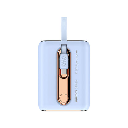 Recci RPB-P12 PD 20W Askı İpli Hızlı Şarj Özellikli Type-C Kablolu Powerbank 22.5W 9000mAh