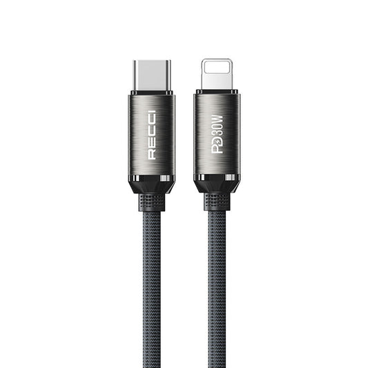Recci RS35CL Type-C to Lightning PD 30W Örgü Tasarımlı Hızlı Şarj Özellikli Data ve Şarj Kablosu 1M