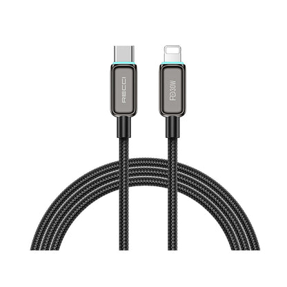 Recci RS42CL Lamp Display Serisi Type-C to Lightning PD 30W Hızlı Şarj Özellikli Data ve Şarj Kablosu 1.5M