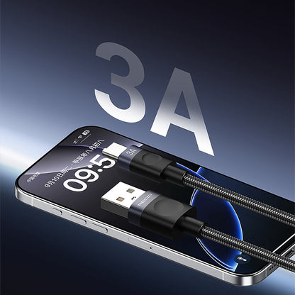 Recci RS50C USB-A to Type-C Örgü Tasarımlı Hızlı Şarj Özellikli Data ve Şarj Kablosu 1M