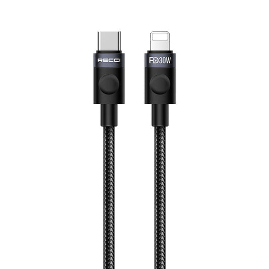 Recci RS50CL Type-C to Lightning PD Örgü Tasarımlı Hızlı Şarj Özellikli Data ve Şarj Kablosu 30W 1M
