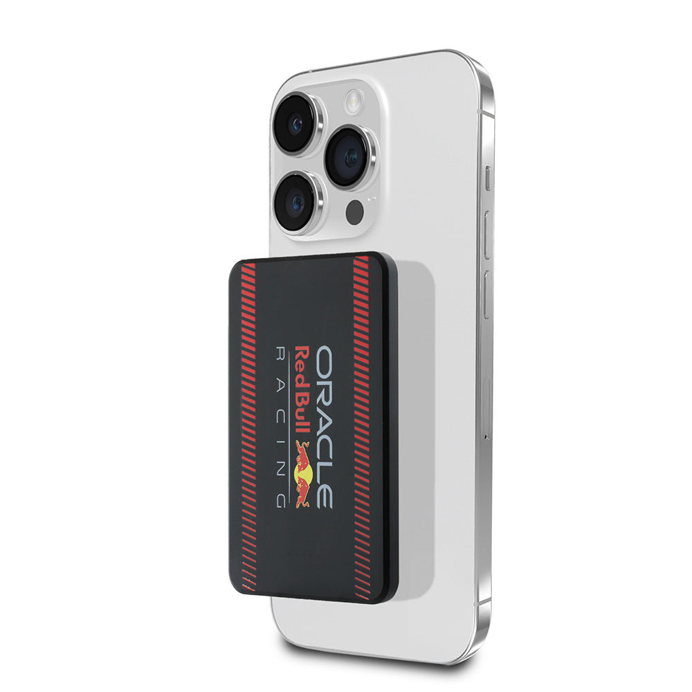 Redbull Orijinal Lisanslı M-safe Şarj Özellikli Dijital LED Göstergeli Kırmızı Şeritli Powerbank 5000mAh 15W