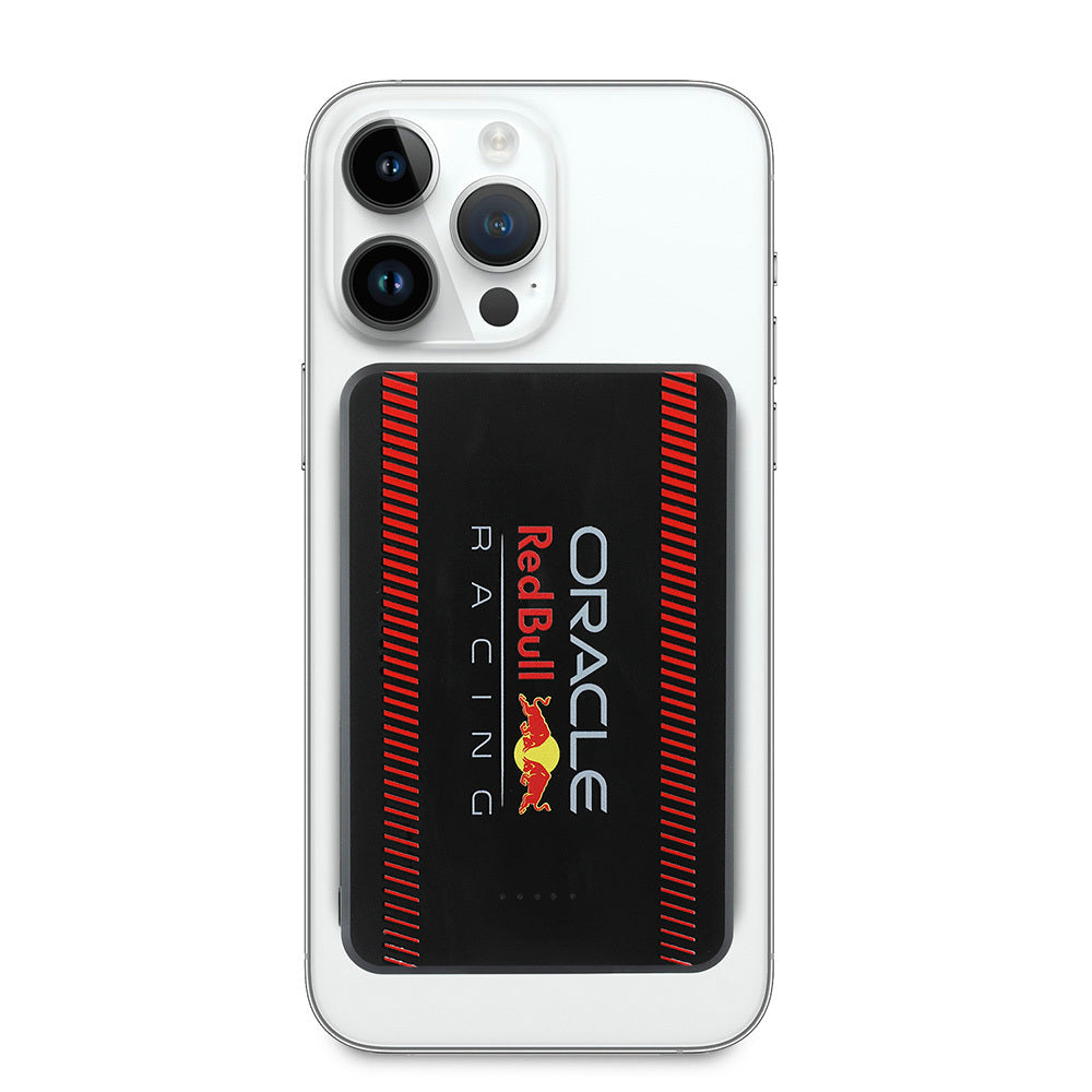 Redbull Orijinal Lisanslı M-safe Şarj Özellikli Dijital LED Göstergeli Kırmızı Şeritli Powerbank 5000mAh 15W