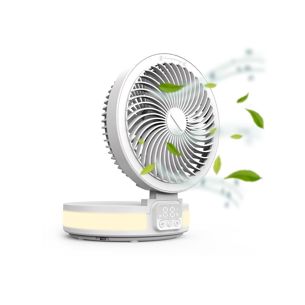 Wiwu FS05 Katlanabilir Şarjlı Dijital LED Ekranlı Gece Lambalı Masaüstü Fan