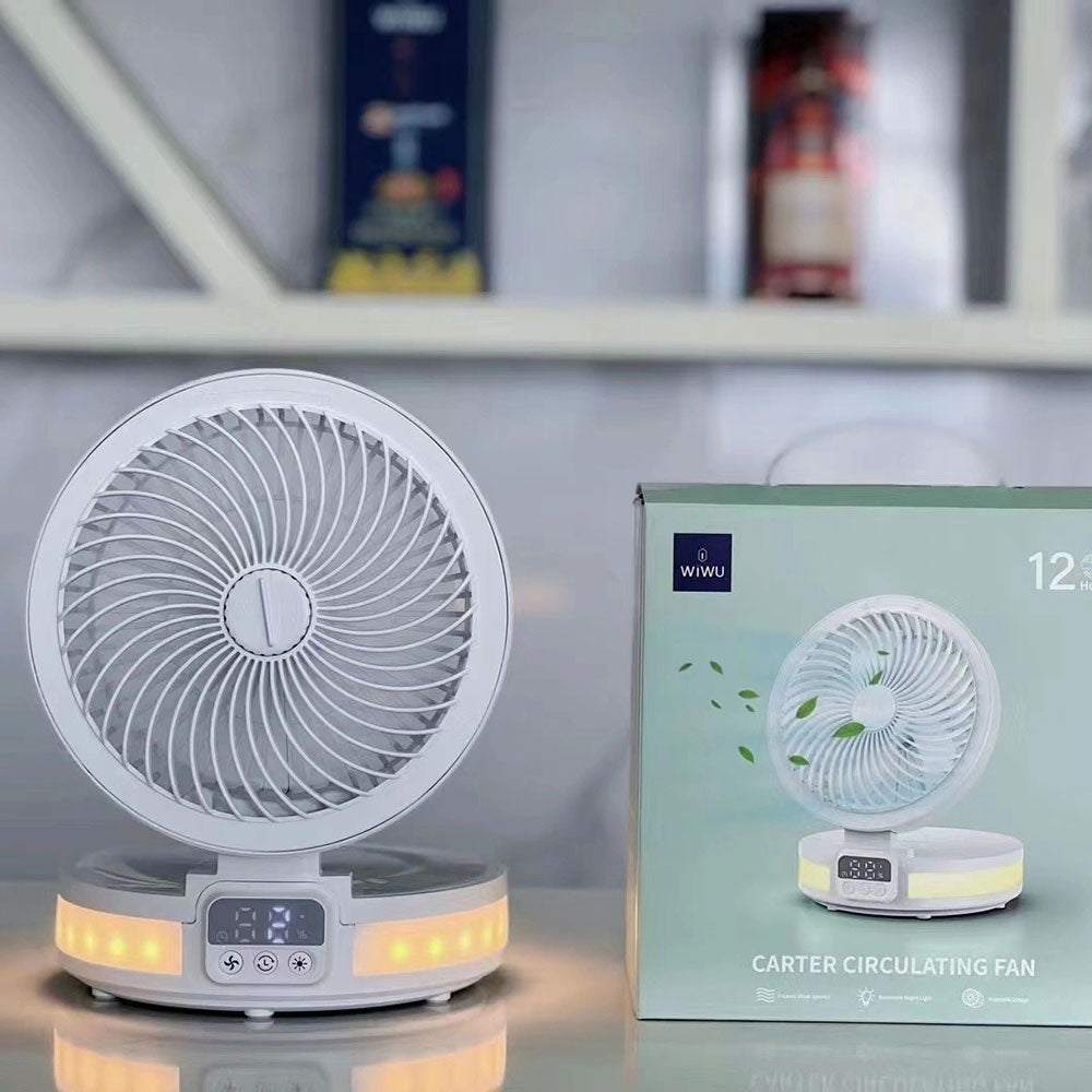 Wiwu FS05 Katlanabilir Şarjlı Dijital LED Ekranlı Gece Lambalı Masaüstü Fan