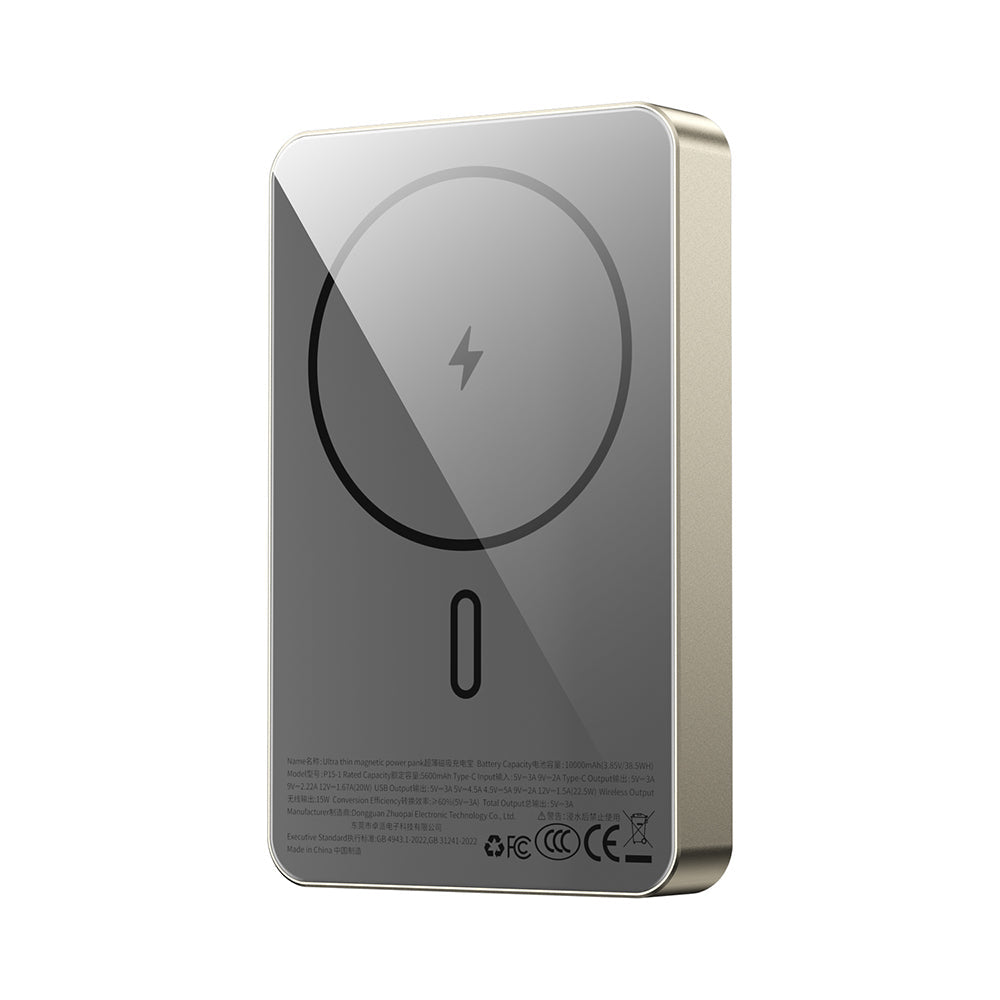 Wiwu P15-1 LED Işık Göstergeli Ultra İnce PD 20W Kablosuz Powerbank 10000mAh 15W