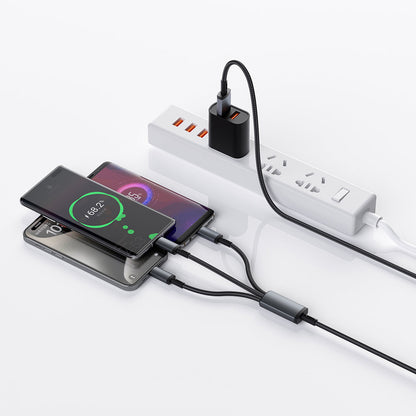 Wiwu Wi-C060 Titanlink Serisi 3in1 Type-C to Lightning – 2xType-C Örgülü Şarj ve Data PD Kablo 60W 1.2m