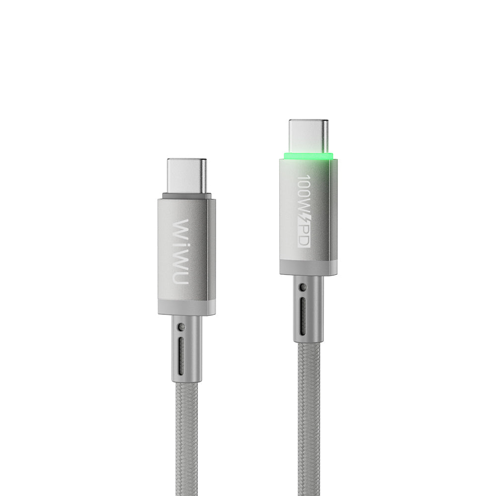 Wiwu Wi-C084 Maglink Serisi LED Göstergeli Type-C to Type-C Hızlı Şarj Özellikli Data ve Şarj Kablosu 100W 1M