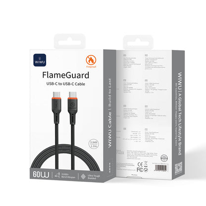 Wiwu Wi-C098 FlameGuard Serisi Type-C to Type-C Data ve Şarj Kablosu 60W 1.2M