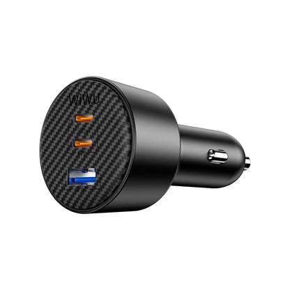 Wiwu Wi-CC026 Hızlı Şarj Özellikli PD Type-C + USB-A Portlu Aramid Fiber Araç Şarj Aleti 200W