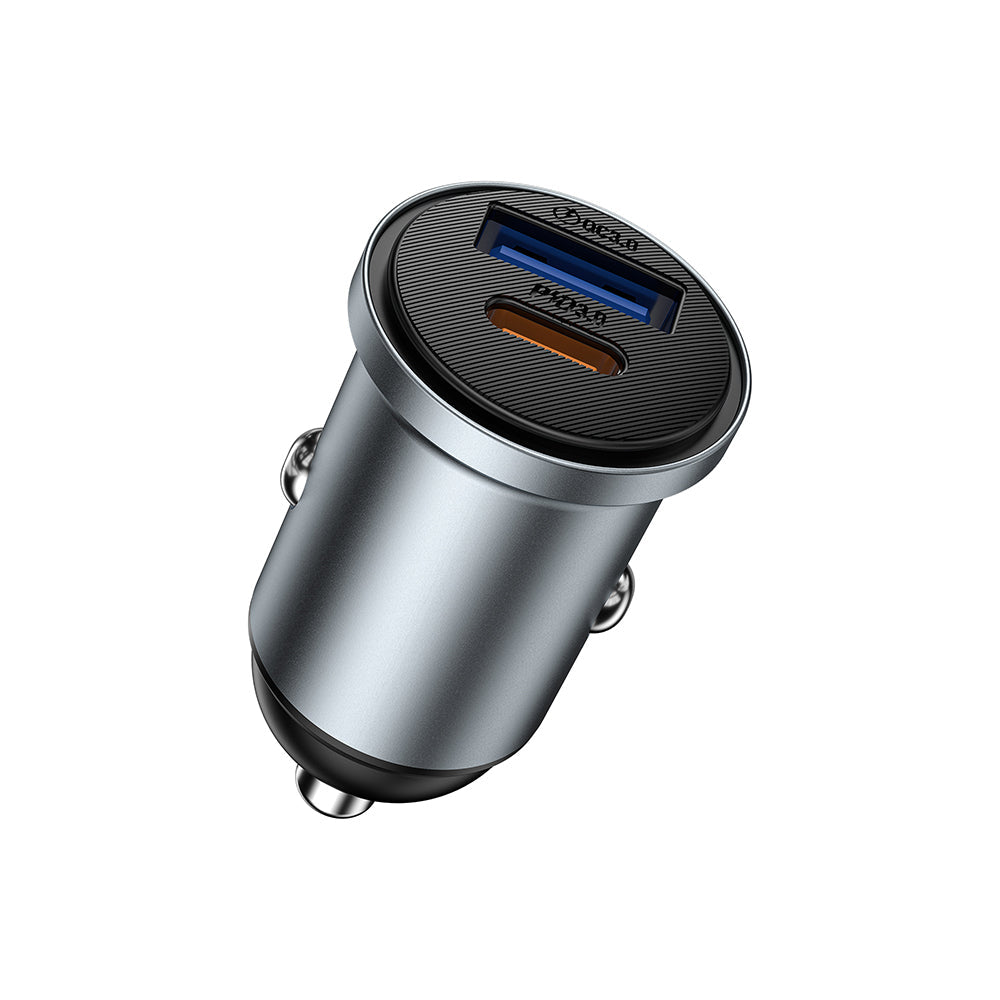 Wiwu Wi-CC030 Nano Lite Serisi Type-C + USB-A Hızlı Şarj Özellikli Akım Korumalı Araç Şarj Aleti PD ve QC3.0 35W