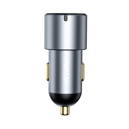 Wiwu Wi-CC032 Nano Pro Serisi Dual Type-C + USB-A Hızlı Şarj Özellikli Akım Korumalı Araç Şarj Aleti PD VE QC3.0 60W