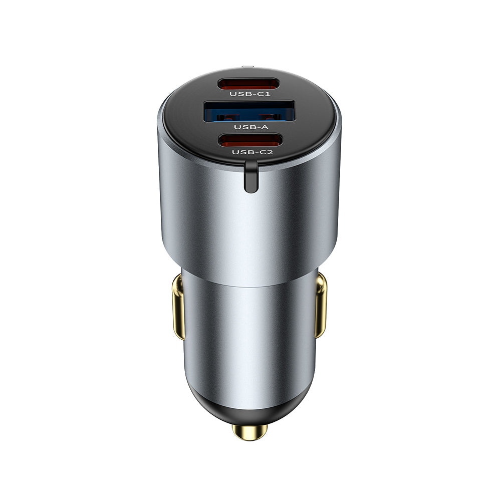 Wiwu Wi-CC032 Nano Pro Serisi Dual Type-C + USB-A Hızlı Şarj Özellikli Akım Korumalı Araç Şarj Aleti PD VE QC3.0 60W