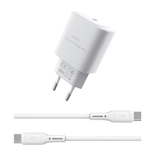 Wiwu Wi-G008 Essen Serisi GaN Tech PD Hızlı Şarj Başlığı Type-C to Type-C PD 30W Kablolu Şarj Seti