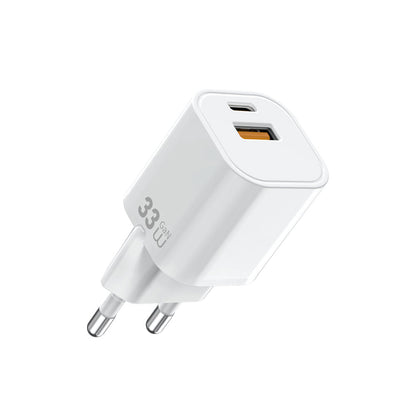 Wiwu Wi-G017 Cube Serisi Type-C PD & USB-A GaN Tech PD Hızlı Şarj Özellikli Mini Şarj Başlığı 33W