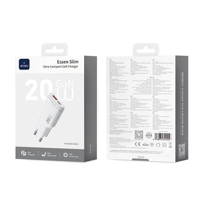 Wiwu Wi-G032 Essen Slim Serisi GaN Tech PD Hızlı Şarj Özellikli Şarj Başlığı 20W