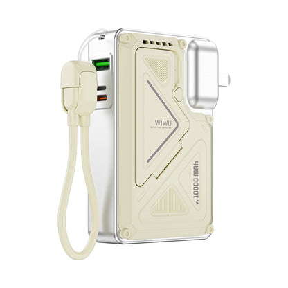 Wiwu Wi-P057 Knight Serisi Taşınabilir Wireless Type-C ve Lightning Kablolu Standlı PD Powerbank 35W 10000mAh