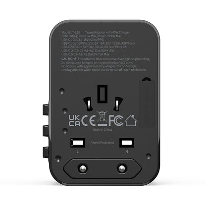 Wiwu Wi-UA006 Çoklu Universal TR/US/UK/AUS/EU Uyumlu Seyahat Şarj Adaptörü 45W