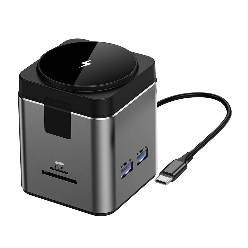 Wiwu Wi-W025 9in1 M-safe Şarj Özellikli Type-C Hub PD 100W USB 3.0 SD/TF HDMI RJ45
