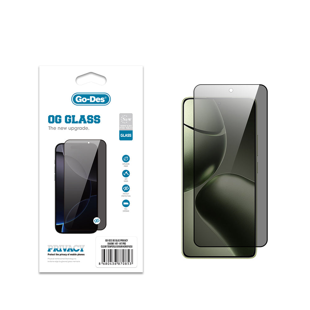 Xiaomi 14T Go Des OG Glass Privacy Antistatik Temperli Cam Ekran Koruyucu - Görsel 2