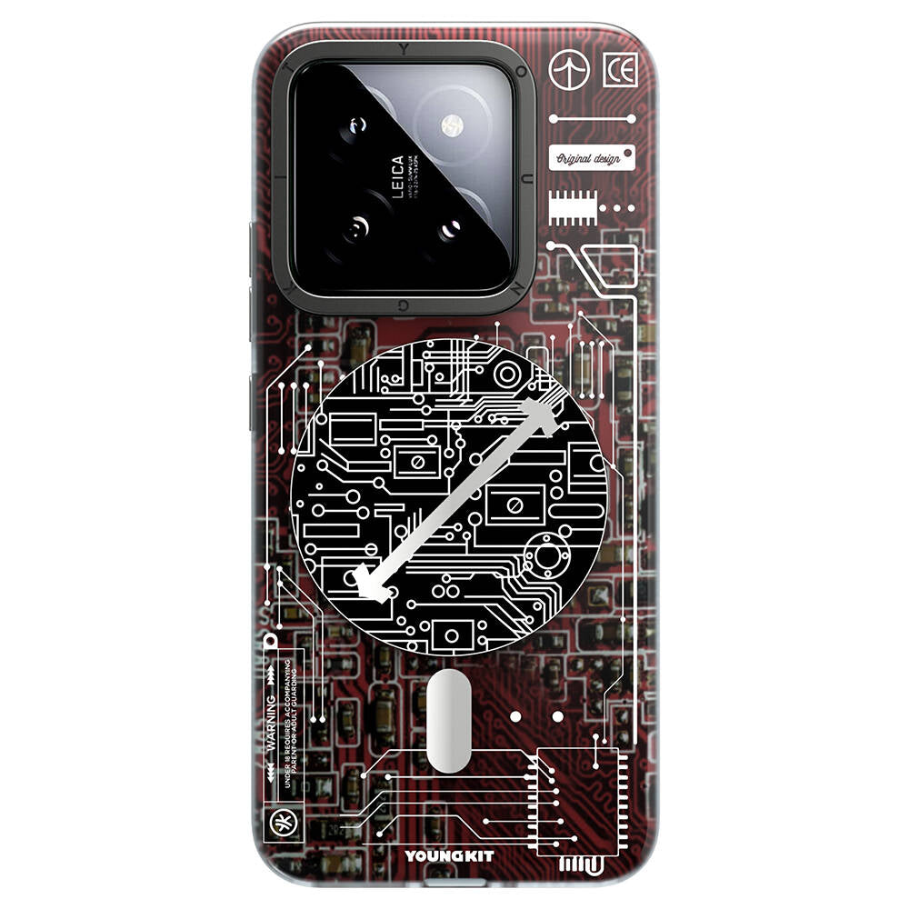 Xiaomi Mi 14 Kılıf M-safe Şarj Özellikli YoungKit Technology Serisi Kapak - Görsel 5