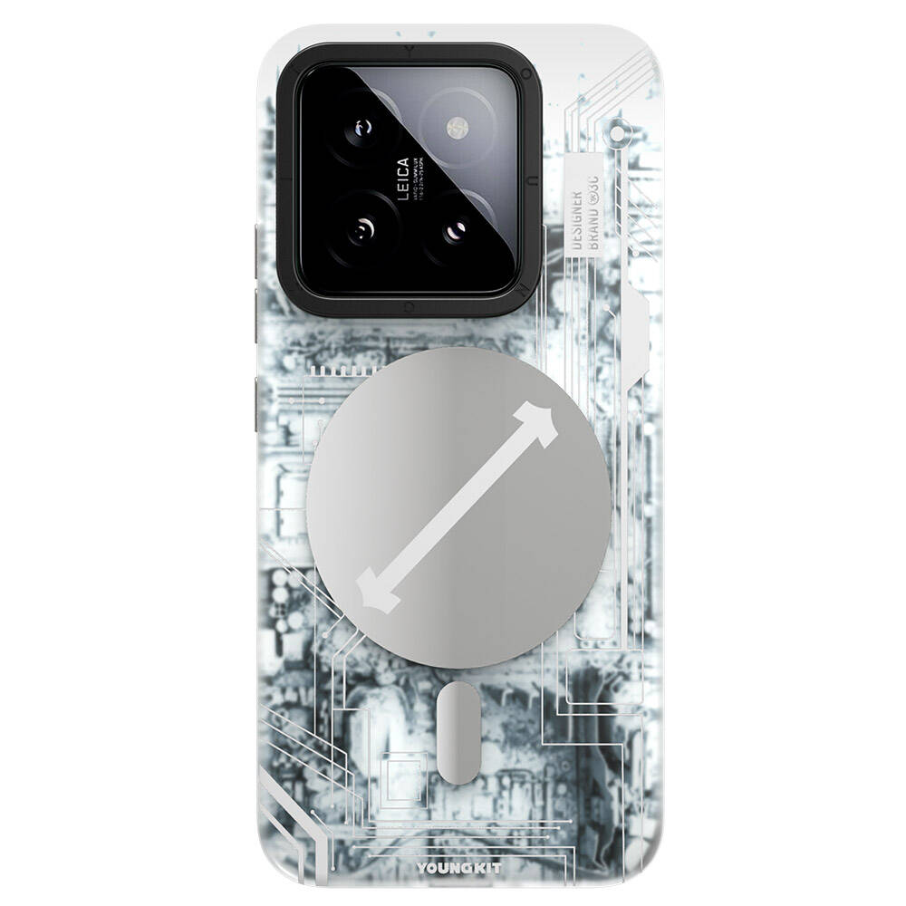 Xiaomi Mi 14 Kılıf M-safe Şarj Özellikli YoungKit Technology Serisi Kapak - Görsel 3