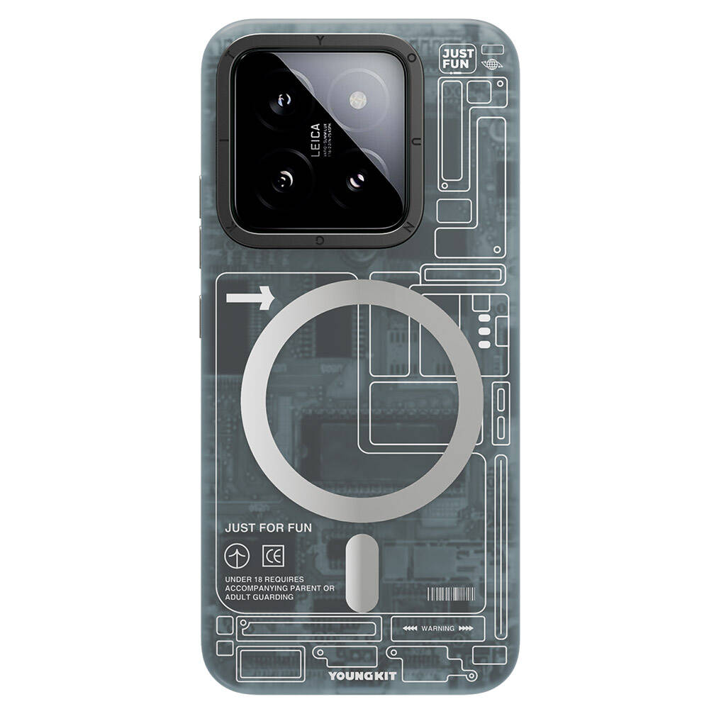 Xiaomi Mi 14 Kılıf M-safe Şarj Özellikli YoungKit Technology Serisi Kapak - Görsel 4