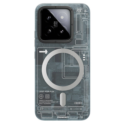 Xiaomi Mi 14 Kılıf M-safe Şarj Özellikli YoungKit Technology Serisi Kapak - Görsel 4