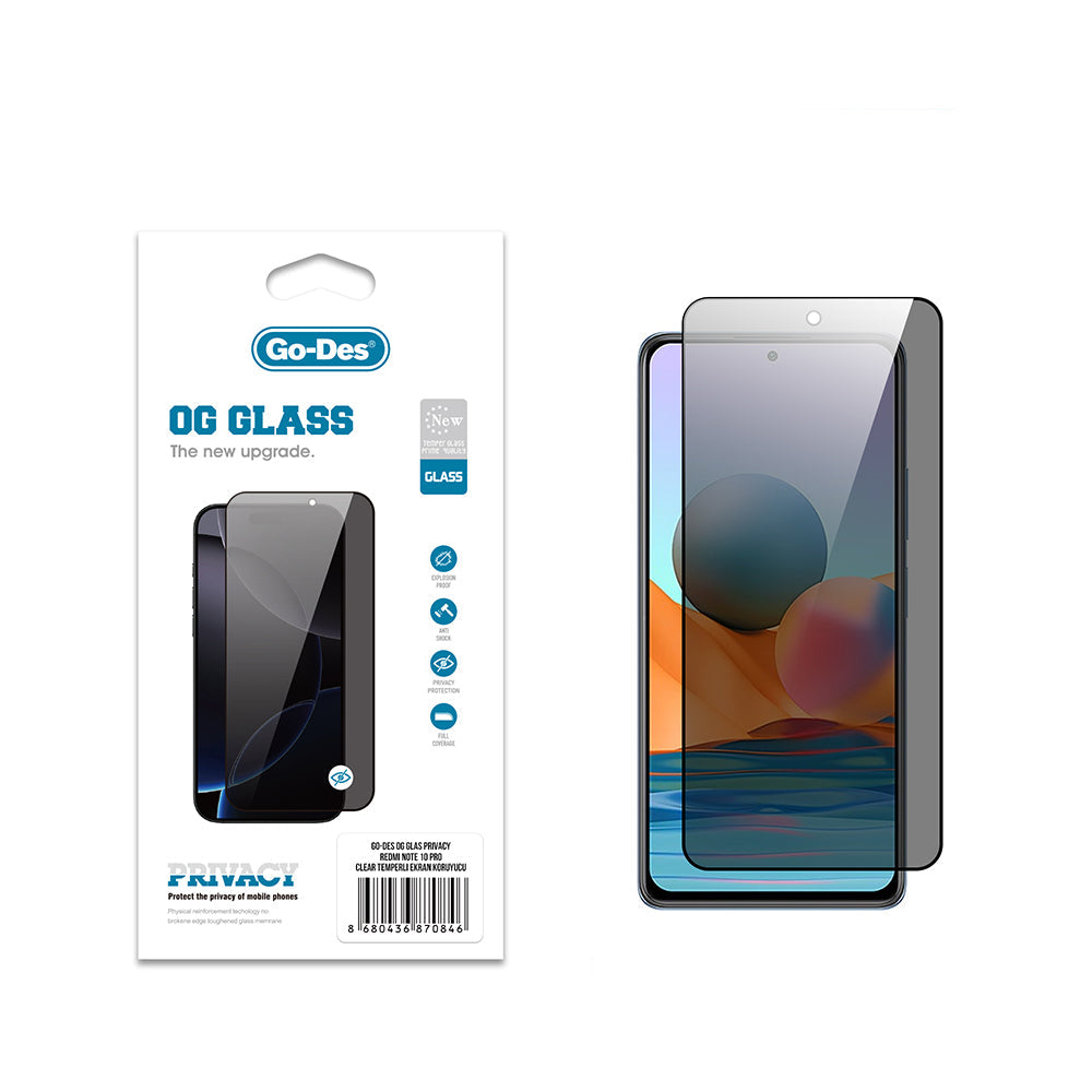 Xiaomi Redmi Note 10 Pro Go Des OG Glass Privacy Antistatik Temperli Cam Ekran Koruyucu - Görsel 2