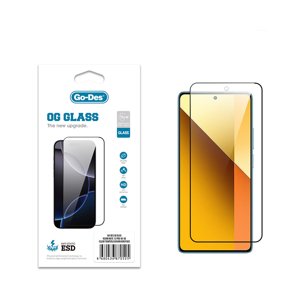 Xiaomi Redmi Note 13 Pro 5G Go Des OG Glass Antistatik Temperli Cam Ekran Koruyucu - Görsel 2